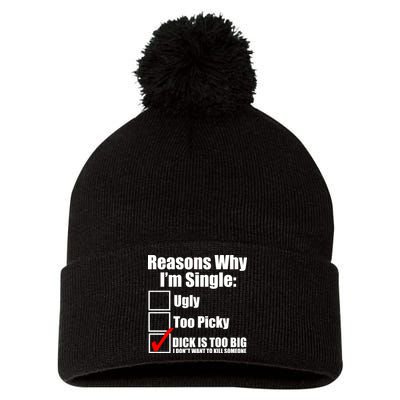 Reasons Why Im Single Ugly Picky Dick Too Big Mens Funny Pom Pom 12in Knit Beanie