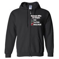 Reasons Why Im Single Ugly Picky Dick Too Big Mens Funny Full Zip Hoodie