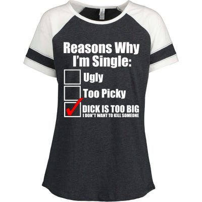 Reasons Why Im Single Ugly Picky Dick Too Big Mens Funny Enza Ladies Jersey Colorblock Tee