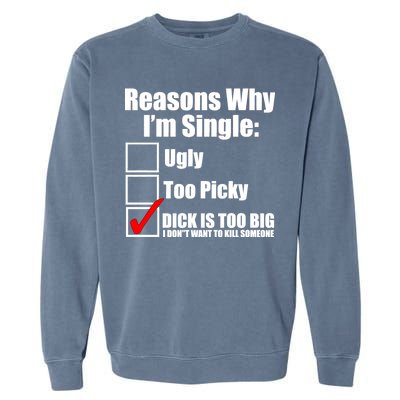 Reasons Why Im Single Ugly Picky Dick Too Big Mens Funny Garment-Dyed Sweatshirt