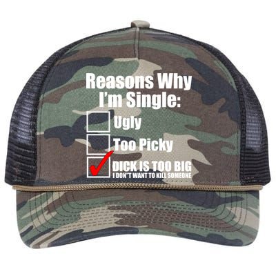 Reasons Why Im Single Ugly Picky Dick Too Big Mens Funny Retro Rope Trucker Hat Cap