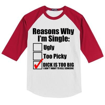 Reasons Why Im Single Ugly Picky Dick Too Big Mens Funny Kids Colorblock Raglan Jersey