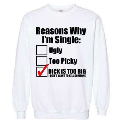 Reasons Why Im Single Ugly Picky Dick Too Big Mens Funny Garment-Dyed Sweatshirt