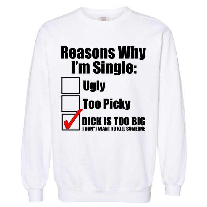 Reasons Why Im Single Ugly Picky Dick Too Big Mens Funny Garment-Dyed Sweatshirt