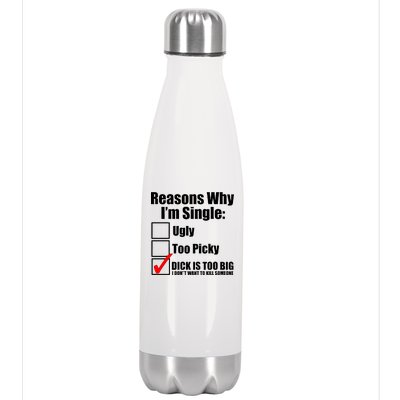 Reasons Why Im Single Ugly Picky Dick Too Big Mens Funny Stainless Steel Insulated Water Bottle