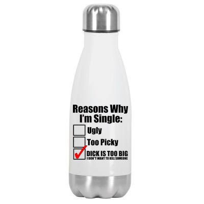 Reasons Why Im Single Ugly Picky Dick Too Big Mens Funny Stainless Steel Insulated Water Bottle