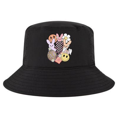 Retro Easter Bunny Smile Face Groovy Easter Day Cool Comfort Performance Bucket Hat