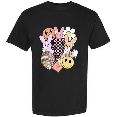 Retro Easter Bunny Smile Face Groovy Easter Day Garment-Dyed Heavyweight T-Shirt