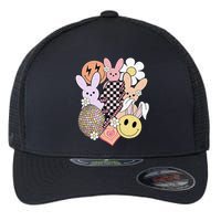 Retro Easter Bunny Smile Face Groovy Easter Day Flexfit Unipanel Trucker Cap