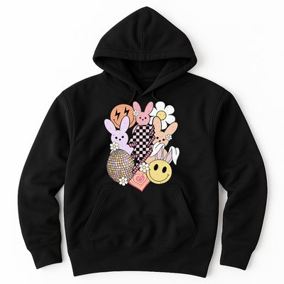 Retro Easter Bunny Smile Face Groovy Easter Day Hoodie