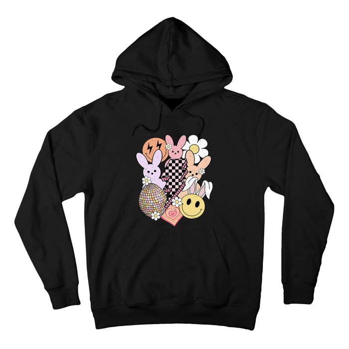 Retro Easter Bunny Smile Face Groovy Easter Day Hoodie