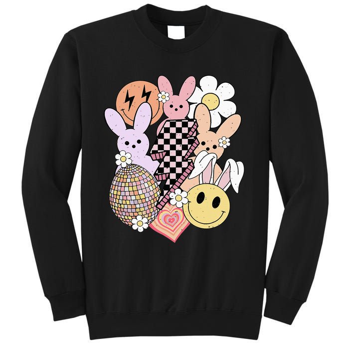 Retro Easter Bunny Smile Face Groovy Easter Day Sweatshirt