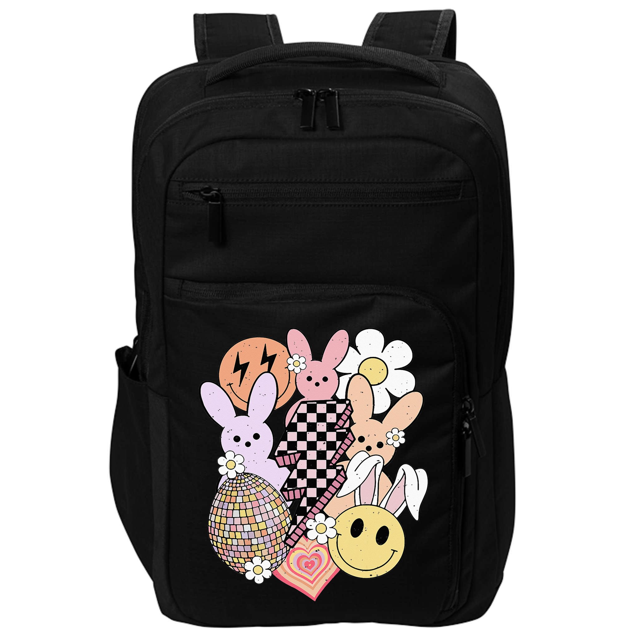 Retro Easter Bunny Smile Face Groovy Easter Day Impact Tech Backpack