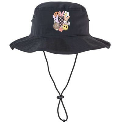 Retro Easter Bunny Smile Face Groovy Easter Day Bucket Hat