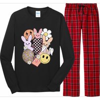 Retro Easter Bunny Smile Face Groovy Easter Day Long Sleeve Pajama Set