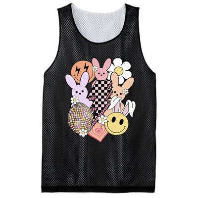 Retro Easter Bunny Smile Face Groovy Easter Day Mesh Reversible Basketball Jersey Tank