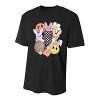 Retro Easter Bunny Smile Face Groovy Easter Day Youth Performance Sprint T-Shirt