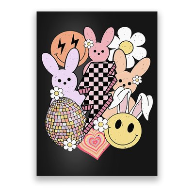 Retro Easter Bunny Smile Face Groovy Easter Day Poster