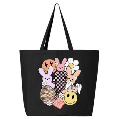 Retro Easter Bunny Smile Face Groovy Easter Day 25L Jumbo Tote