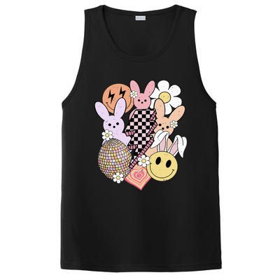 Retro Easter Bunny Smile Face Groovy Easter Day PosiCharge Competitor Tank