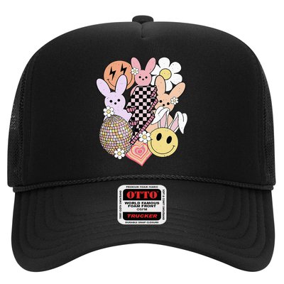 Retro Easter Bunny Smile Face Groovy Easter Day Trucker Hat