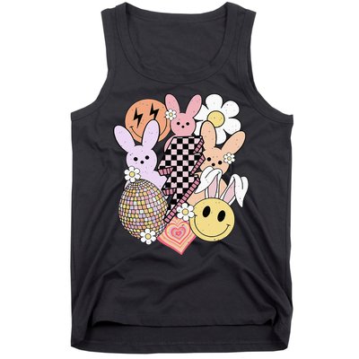 Retro Easter Bunny Smile Face Groovy Easter Day Tank Top