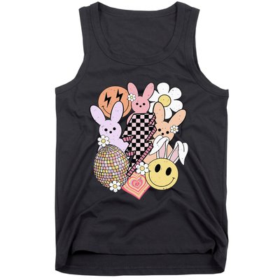 Retro Easter Bunny Smile Face Groovy Easter Day Tank Top