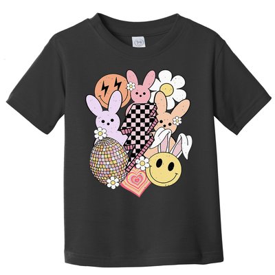 Retro Easter Bunny Smile Face Groovy Easter Day Toddler T-Shirt