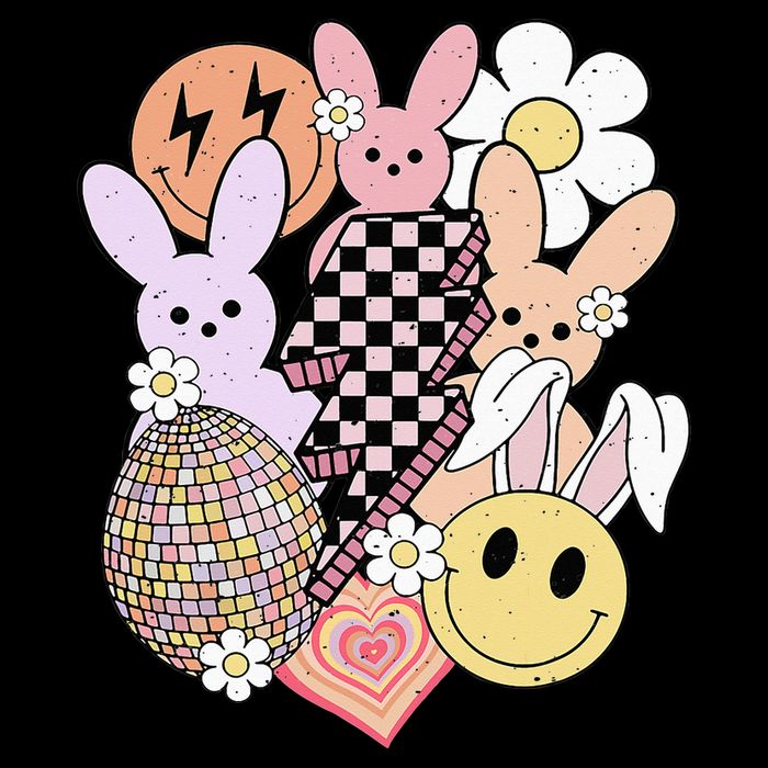 Retro Easter Bunny Smile Face Groovy Easter Day Visor
