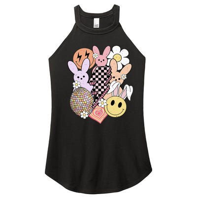 Retro Easter Bunny Smile Face Groovy Easter Day Women’s Perfect Tri Rocker Tank