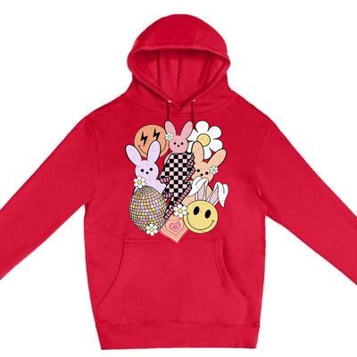 Retro Easter Bunny Smile Face Groovy Easter Day Premium Pullover Hoodie