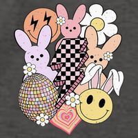 Retro Easter Bunny Smile Face Groovy Easter Day Vector Backpack