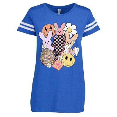 Retro Easter Bunny Smile Face Groovy Easter Day Enza Ladies Jersey Football T-Shirt