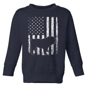 Retro English Bulldog American Flag Dog Dad Dog Mom Toddler Sweatshirt