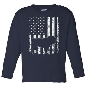 Retro English Bulldog American Flag Dog Dad Dog Mom Toddler Long Sleeve Shirt