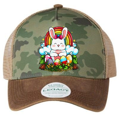 Rainbow Easter Bunny Rabbit Eggs Hunt Cute Colorful Graphic Legacy Tie Dye Trucker Hat