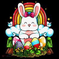 Rainbow Easter Bunny Rabbit Eggs Hunt Cute Colorful Graphic Flatbill Hat