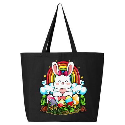 Rainbow Easter Bunny Rabbit Eggs Hunt Cute Colorful Graphic 25L Jumbo Tote