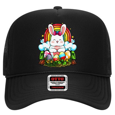 Rainbow Easter Bunny Rabbit Eggs Hunt Cute Colorful Graphic Trucker Hat