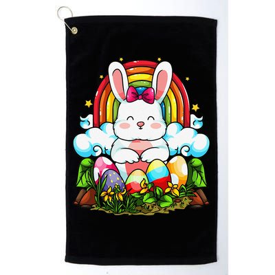 Rainbow Easter Bunny Rabbit Eggs Hunt Cute Colorful Graphic Golf Towel