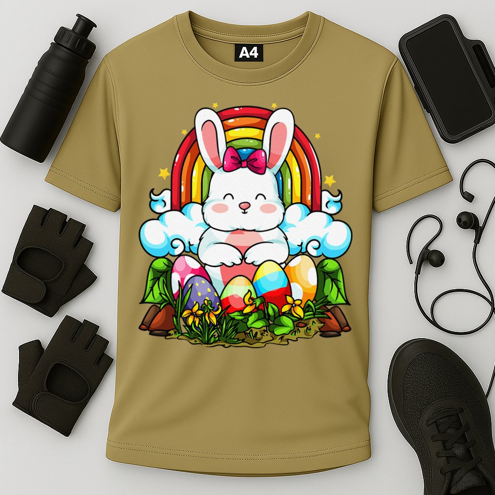 Rainbow Easter Bunny Rabbit Eggs Hunt Cute Colorful Graphic Performance Shirt