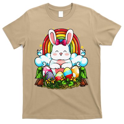Rainbow Easter Bunny Rabbit Eggs Hunt Cute Colorful Graphic T-Shirt