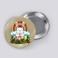 Rainbow Easter Bunny Rabbit Eggs Hunt Cute Colorful Graphic Button