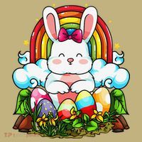 Rainbow Easter Bunny Rabbit Eggs Hunt Cute Colorful Graphic Magnet
