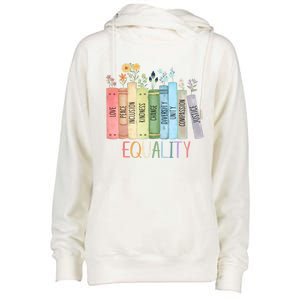 Reading Equality Book Lover Librarian Lgbt Wildflowers Gift Womens Funnel Neck Pullover Hood