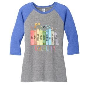 Reading Equality Book Lover Librarian Lgbt Wildflowers Gift Women's Tri-Blend 3/4-Sleeve Raglan Shirt