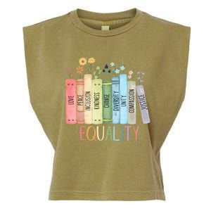 Reading Equality Book Lover Librarian Lgbt Wildflowers Gift Garment-Dyed Women's Muscle Tee