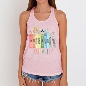 Reading Equality Book Lover Librarian Lgbt Wildflowers Gift Women's Knotted Racerback Tank