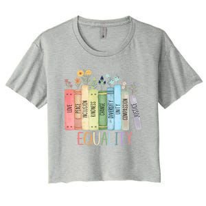 Reading Equality Book Lover Librarian Lgbt Wildflowers Gift Women's Crop Top Tee