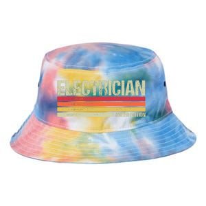 Retro Electrician Birthday Job Title Tie Dye Newport Bucket Hat